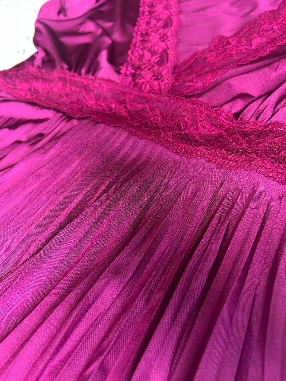 Y2K Soprano Magenta Accordion Pleat Retro Fit & Flare Dress SIZE LARGE - Picture 8 of 14